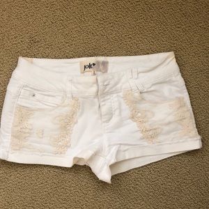 White lace shorts